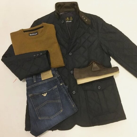 BARBOUR LUTZ Men's Quilted Jacket in Navy MSRP$380 Rugged & Sophisticated - Picture 7 of 16